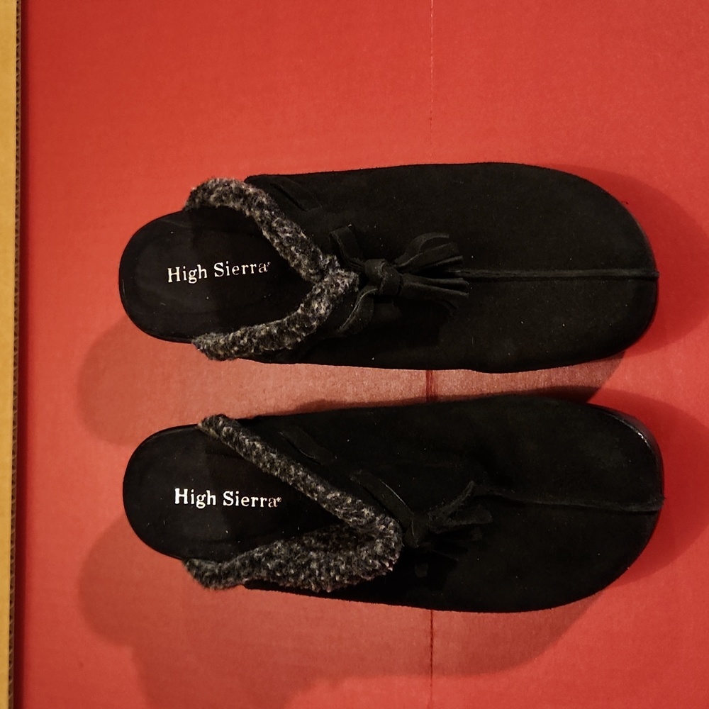 HIGH SIERRA BLACK LEATHER CLOGS, S:7M